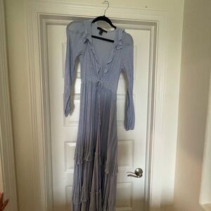 Elegant Blue Ruffled Maxi Dress/Coverup